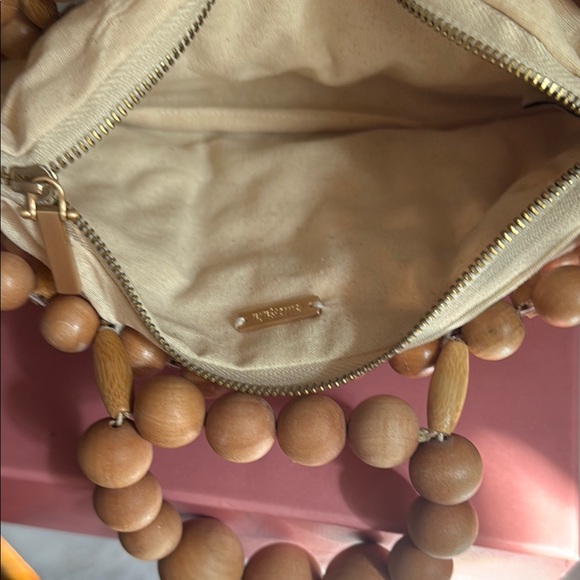 Cult Gaia Natural Wooden Bead Bag The Cora 9.5 By 5.5 - Picture 6 of 11